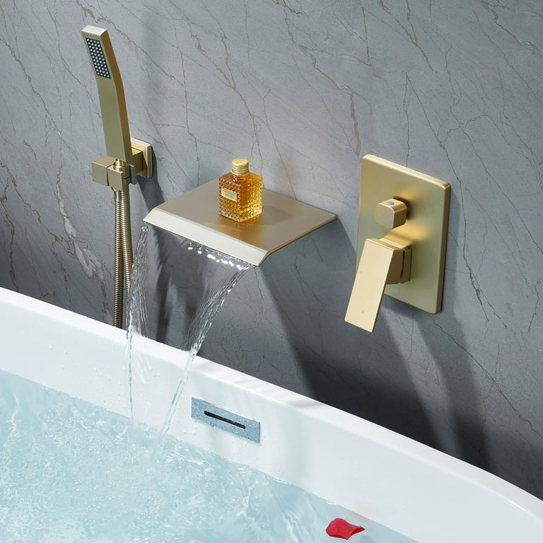 Roman Tub Faucet with Sprayer Brushed Nickel Bathtub outlet Faucet Waterfall Tub Filler