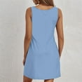 thumbnail image 5 of GXIPO Summer Dresses for Women Beach Boho Sleeveless Vintage Solid Flowy Pocket Tshirt Tank Sundresses Blue 2XL, 5 of 5