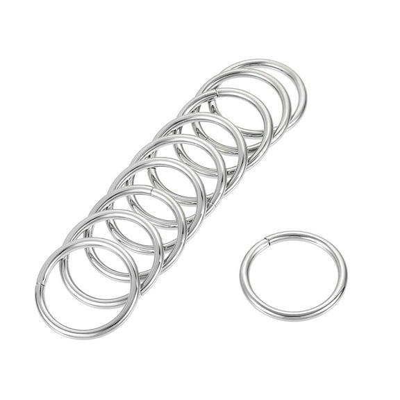 Uxcell 32mm ID 3.8mm Thickness Metal O Ring Iron Silver Tone 10 Pack