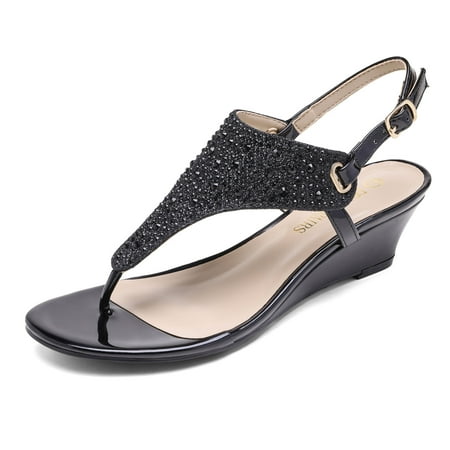 

Women Low Wedge Heel Flip-flop Wedge Sandals Ankle Strap Dress Sandals Shoes