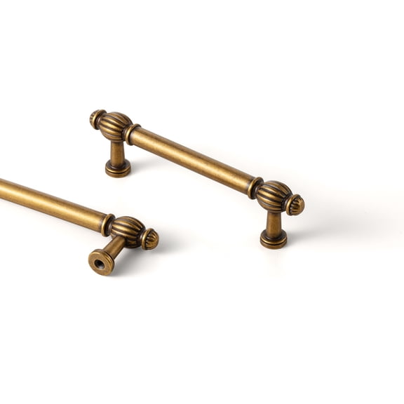Goo-Ki Antique Brass Cabinet Handles,3.8''(96mm) Hole Center Cabinet Pulls for Drawer,Dresser,Cupboard Wardrobe Cabinet,6 Pack (6803)