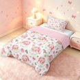 thumbnail image 2 of Manfei Christmas Santa Claus Twin Comforter Sets,Traditional Gift Bowknot Bedding Set,Pink White,Pink Reversible,2-Piece,1 Comforter and 1 Pillowcase, 2 of 7