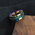 thumbnail image 3 of PAMTIER Unisex 8mm Stainless Steel Personality Cool Beer Bottle Opener Chain Rotatable Fidget Ring Biker Anxiety Wedding Band Rainbow Size 7, 3 of 6