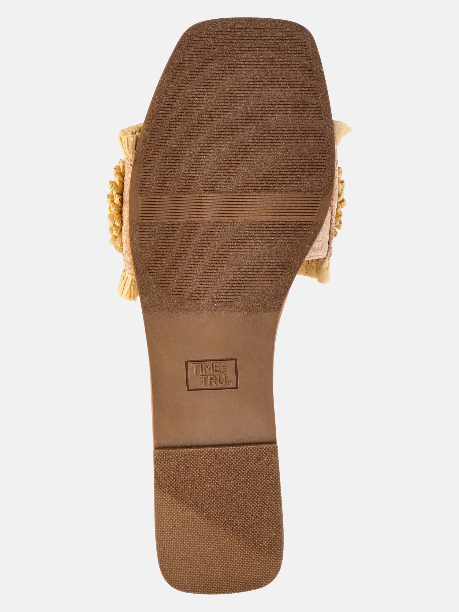 Time and Tru Women's Faux Raffia Daisy Slide Sandals