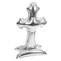 HONITANO 1Pack Silver Cross Shaped Aluminum Foil Balloon 47.2x22.8x22.8in for Wedding and Baptism Events
