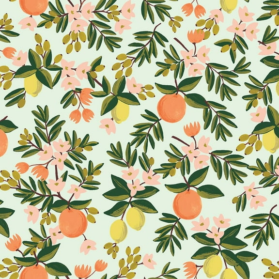 Citrus Floral Mint by Rifle Paper Co., Sold by the Quarter Yard