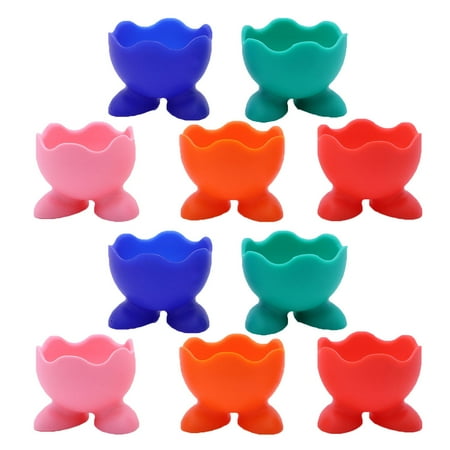 

10pcs Silicone Egg Cup Holders Boiled Egg Serving Cups Practical Steamed Egg Tools for Home Kitchen (Random Color)