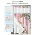 thumbnail image 2 of No Hook Cloth Fabric Shower Curtain with Snap in Liner, Cartoon Dogs Waterproof Shower Curtains Set with See Through Top Window, Pink Floral Summer Botanical Bath Curtains Shower 60"x72", 2 of 6