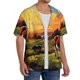 thumbnail image 2 of Balery Oil Painting Style Pasture Cow Camisa Casual de Manga Corta con Botones para Hombre, Texturizada, Estilo Cubano, para Playa, Verano-Medium, 2 of 5