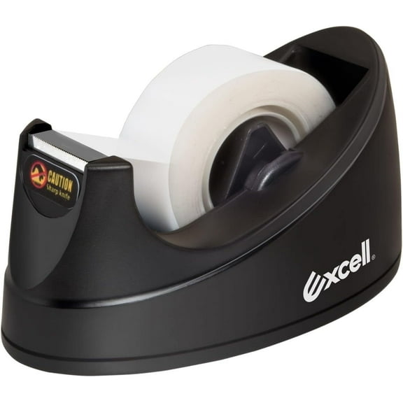 Excell Mini Desktop Tape Dispenser – 1" Core, Non-Slip Adhesive Base, Compact Tape Cutter for Home, Office & School (1 Pack, Black)
