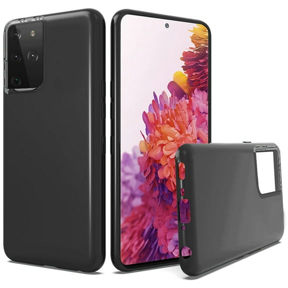 for Samsung Galaxy S21 Ultra (6.8") Case Premium Hybrid Soft Silicone Gummy TPU Gel Candy Skin Flexible Skinny Slim Thin Protector Cover ,Xpm Phone Case - Black