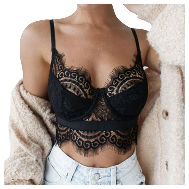 Women Lace Sexy Bra Sexy Lingerie Ribbon Chest Pad Lace Camisole Bras  Underwear Please buy one or two sizes up 