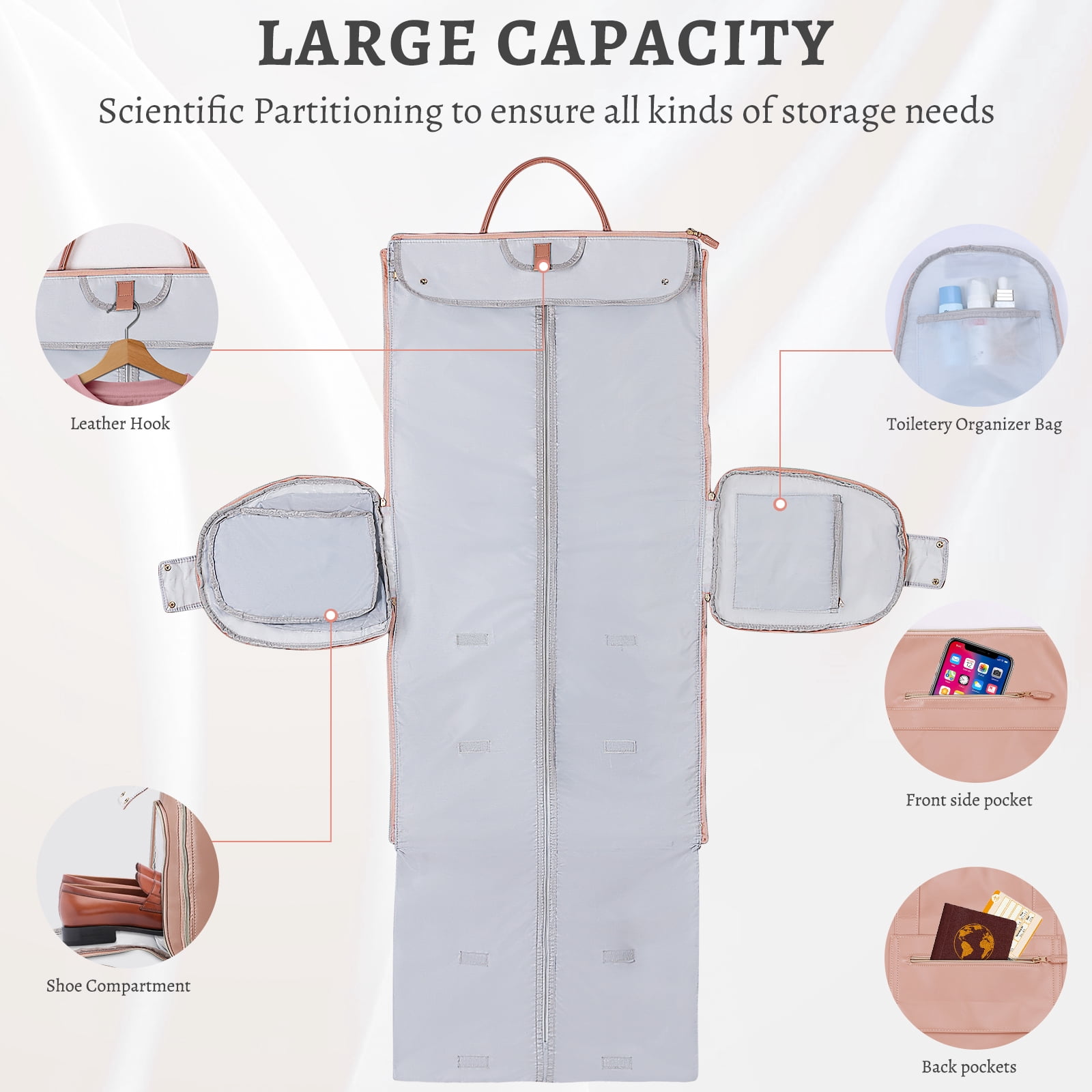 Convertible Travel Garment Bag, Overnight Bag Waterproof Leather Carry-on Garment Duffel Bag for Men Women - 2 in1 Hanging Suitcase Suit Business Travel Bag