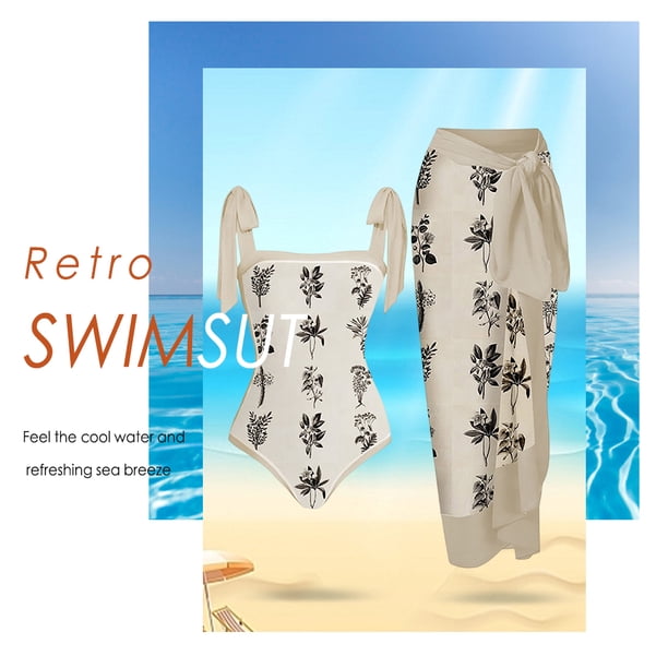 Traje De Baño Damas 2 piezas de traje de baño de playa para mujer con cordones y vestido para deportes acuáticos (L Beige)