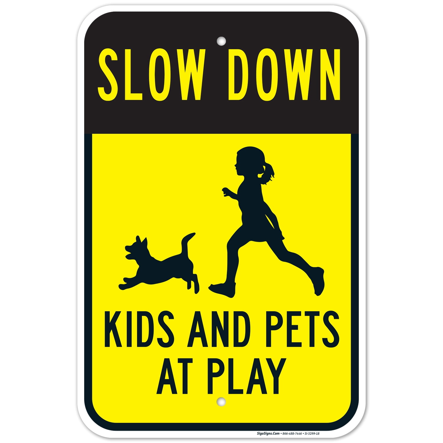 Slow Down Kids And Pets At Play Sign, Traffic Sign, 12x18 Aluminum ...