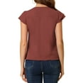 thumbnail image 3 of INSPIRE CHIC Blouse de Travail à Manches Courtes Col en V Uni pour Femmes TP Rouge Brique, 3 of 6