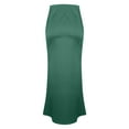 thumbnail image 5 of yillto Womens Satin Silky Long Skirts A Lined High Waist Flared Skirt Work Office Dressy Clothes, 5 of 6