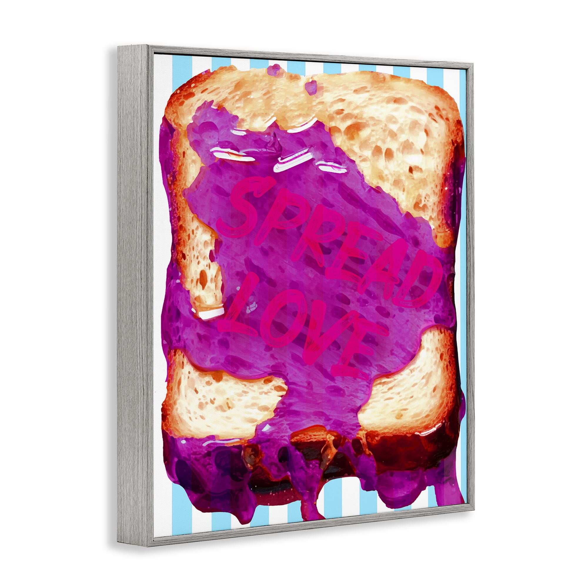 Stupell Industries Spread Love Toast Food & Beverage Painting Gray Framed Art Print Wall Art, 11 x 14