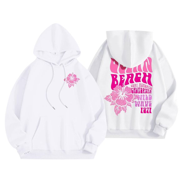 DondPO Womens Sweatshirt，Women 2024 Cute Preppy Sweatshirt Long Sleeve Hoodie Women's Drawstring Pullover Tops with Pockets，Trendy Queen Hoodie，Sweatshirts for Women Trendy White S Clearance！