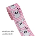 thumbnail image 2 of Halloween Ghost Wired Edge Ribbon, Pink Striped Ghost Ribbon for Wreath Craft DIY Party Decor, 2.48 Wide, 2 of 5