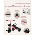 thumbnail image 5 of KRIDDO TC003-Blue KRIDDO Kids Tricycles Age 24 Month to 4 Years, Toddler Kids Trike for 2.5 to 5 Year Old, Gift Toddler Tricycles for 2-4 Year Olds, Trikes for Toddlers, Blue, 5 of 6