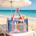thumbnail image 2 of Clear Beach Bag Tote with Mesh Side Pockets, Waterproof Transparent Beach Bags for Women for Beach Vacation Pool and Stadium Events, 2 of 6
