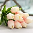 thumbnail image 2 of 30 Piezas de Flores de Tulipanes Artificiales Tulipanes de Tacto Real Ramo de Tulipanes de PU de Holanda Falsa Flor de LáTex TulipáN Blanco (Rosa Claro), 2 of 5