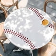 thumbnail image 2 of Baseball Round Tablecloth, Fitted Table Cover with Elastic for 55"-60" Round Tables, Modern Minimalist Red Lines Table Cloth Outdoor Indoor Dinning Party Waterproof Tablecloths, 2 of 7