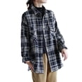 thumbnail image 4 of 2024 Autumn and Winter Fashion Plaid Jackets for Womens Plus Size Plaid Brushed Double Pocket Single Breasted Shirt Long Sleeve Hoodless Casual Outwear & Jackets, 4 of 8
