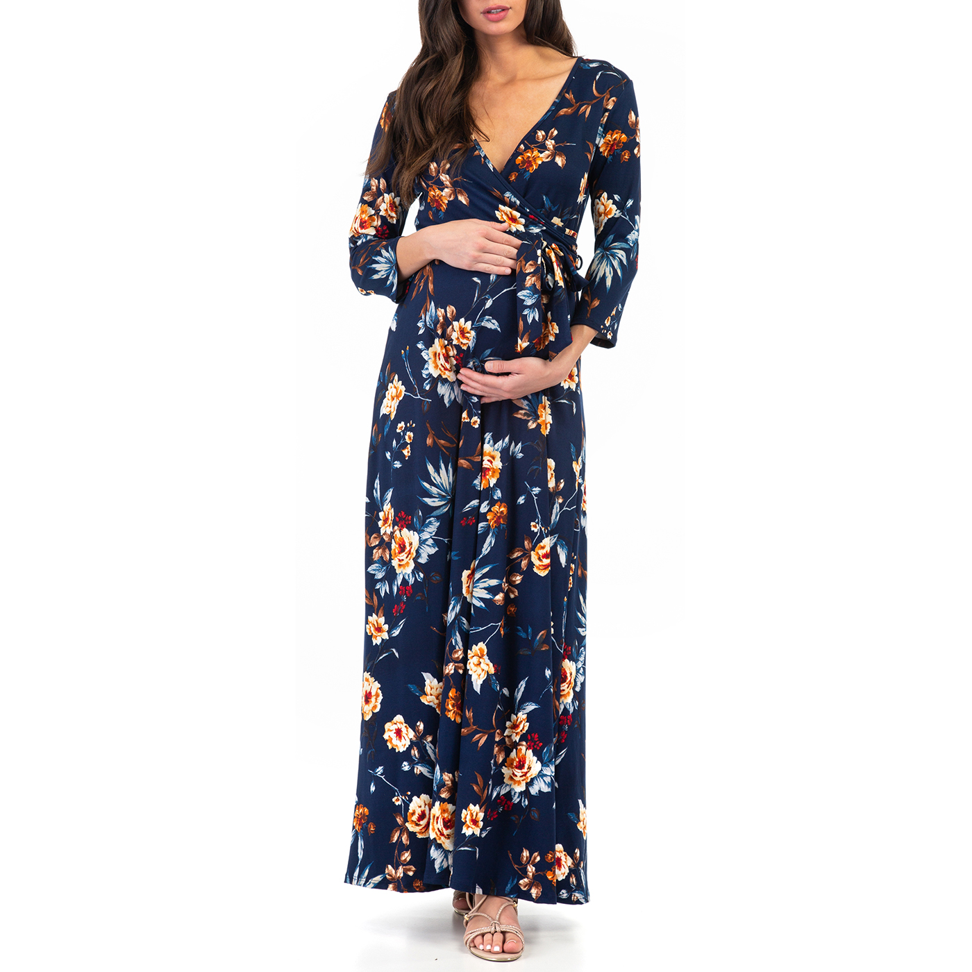faux wrap maternity dress
