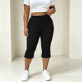 thumbnail image 3 of Yoga Capris for Women Slim Fits Stretch Yoga Athletic Workout Capri Leggings Split Hem Bow Decor Plus Size Cropped Pants, 3 of 9