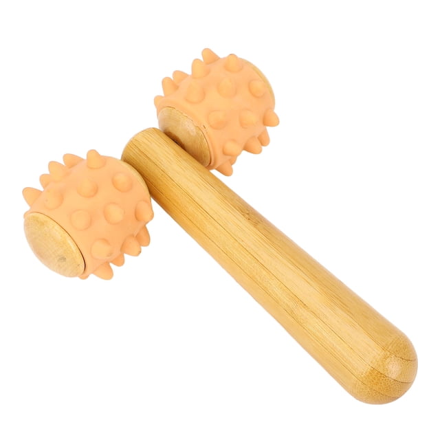 Massage Roller with Handle, 2 Wheel Spiky Massage Balls Easy To Use Portable Compact for Travel