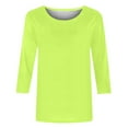 thumbnail image 5 of KDDYLITQ Plus Size 3/4 Sleeve T Shirts Business Casual for Women Workout Crew Neck Blouses for Women Womens Casual Summer Blouses T Shirts for Women Graphic Fluorescent Green 4X, 5 of 5
