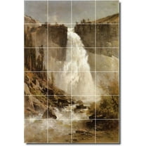 Ceramic Tile Mural-Thomas Hill Waterfalls Wall Tile Mural 28. 17" w x 25.5" h using (24) 4.25 x 4.25 ceramic tiles