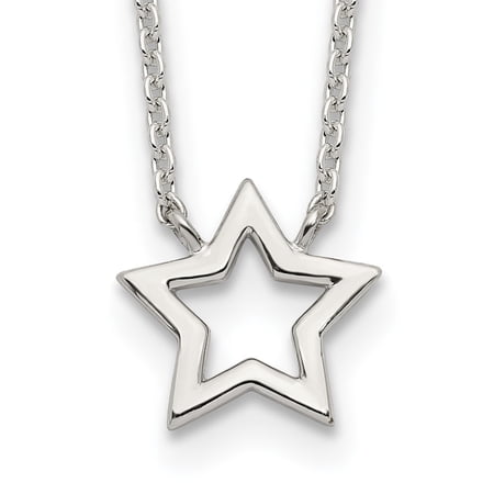 Diamond2Deal 925 Sterling Silver Cut-Out Star Pendant Necklace for Women 17.5"