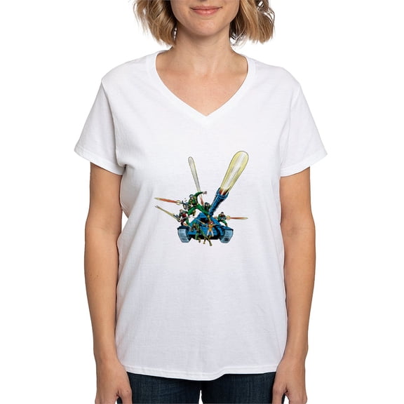CafePress - G.I. Joe Group On Tank Women's V Neck T Shirt - Womens Cotton V-Neck T-shirt