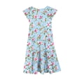 thumbnail image 4 of Zpanxa Robes d'Été pour Filles Manches Courtes Volantées Col Rond Imprimé Floral Taille Poche Robe Superposée Polyester Spandex Multicolore 4-5 Ans, 4 of 6