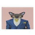 thumbnail image 1 of Hipster Cutting Board, Whimsical Portrait of a Cat in Cartoonish Suit with West and Yellow Tie, Decorative Tempered Glass Cutting and Serving Board, in 3 Sizes, by Ambesonne, 1 of 2