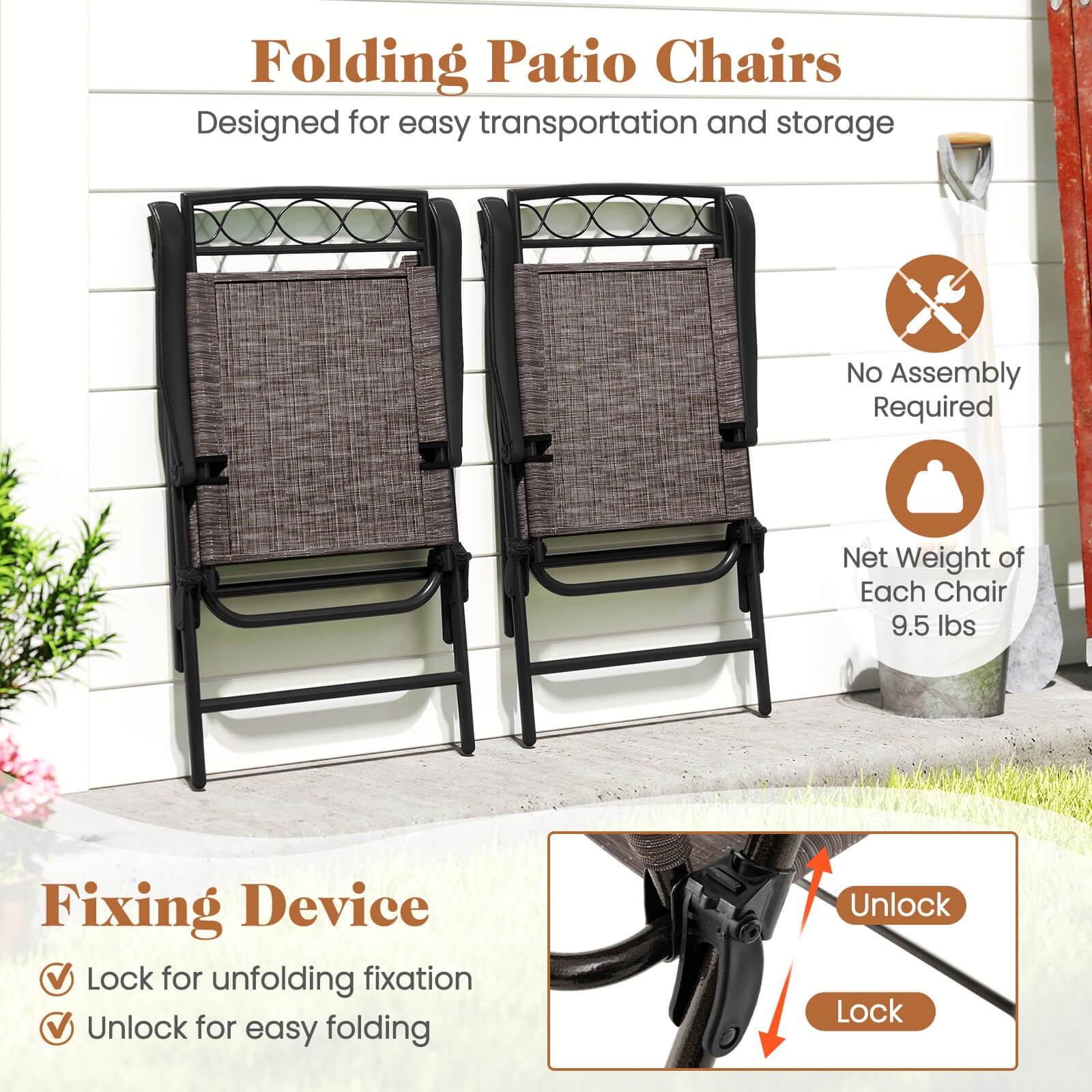 Costway 3 PCS Outdoor Bistro Dining Furniture Set with 1.57" Umbrella Hole Rippled