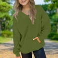 thumbnail image 2 of Posijego Boys Girls V Neck Sweatshirts Kids Causal Long Sleeve Solid Color Pullover Sweatshirt Tops, 2 of 8