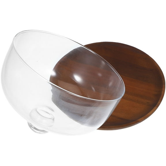 FOMIYES Multi Color Wooden Cake Tray with Glass Dome for Storage Use Elegant and Delicate Design 7.5 Inches