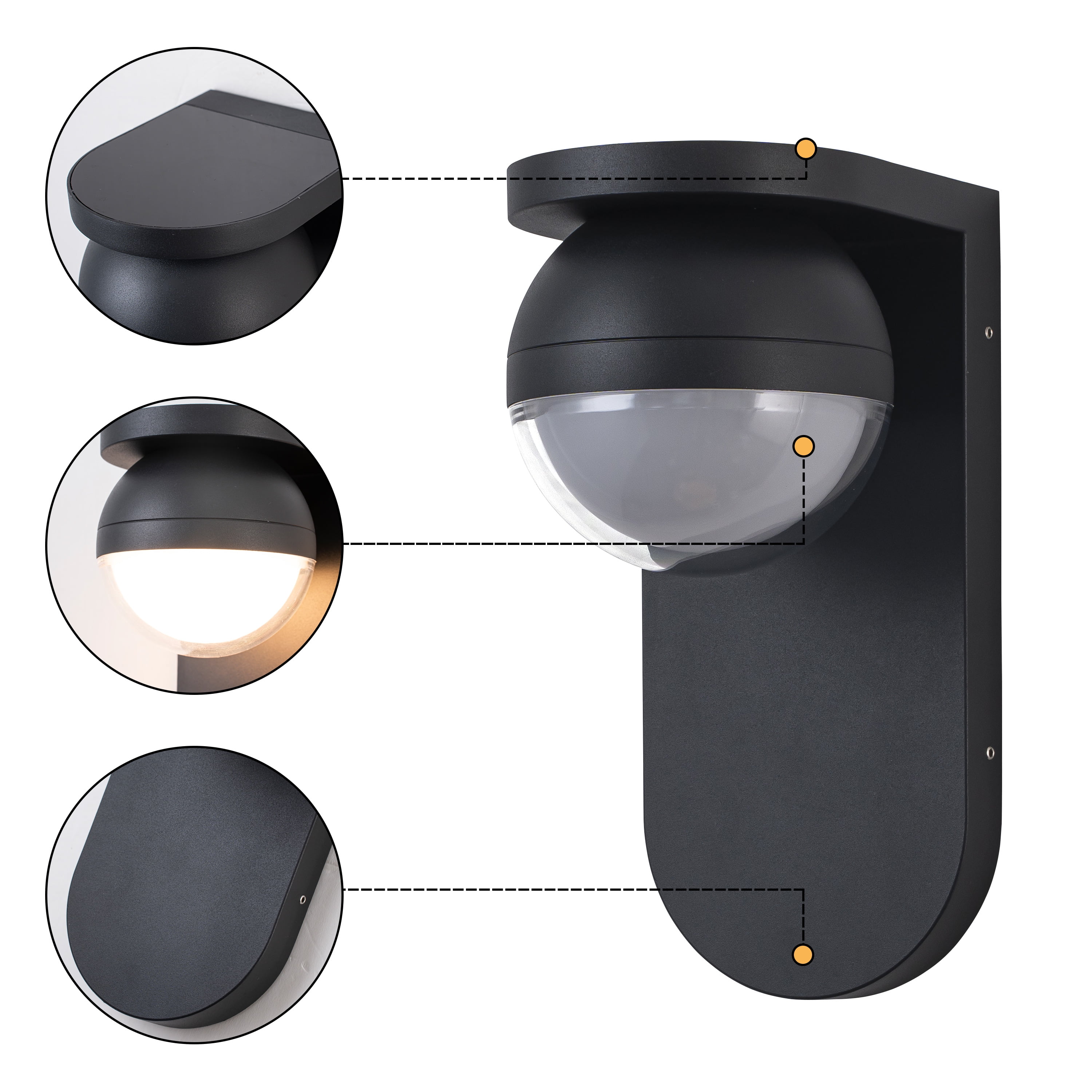 C Cattleya 11-in  Matte Black Hardwired Integrated LED Outdoor Wall Light