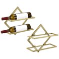 thumbnail image 1 of Unique Bargains Wall Mounted Wine Rack 2 Set (Holds 2 Bottles) Wine Bottle Display Holder for Home Kitchen, Gold, 1 of 7