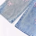 thumbnail image 5 of PMVFHDE Girls Casual Denim Pants Loose Straight Leg Wide Trousers For Kids Autumn Daily School Wear Blue,11-12 Years, 5 of 9