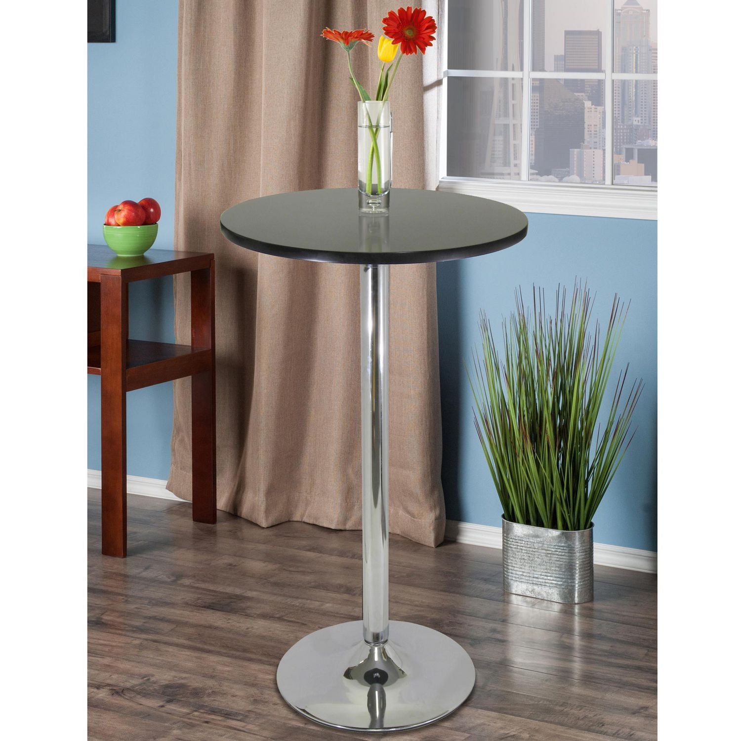 Spectrum 24" Round Pub Table, Black & Chrome