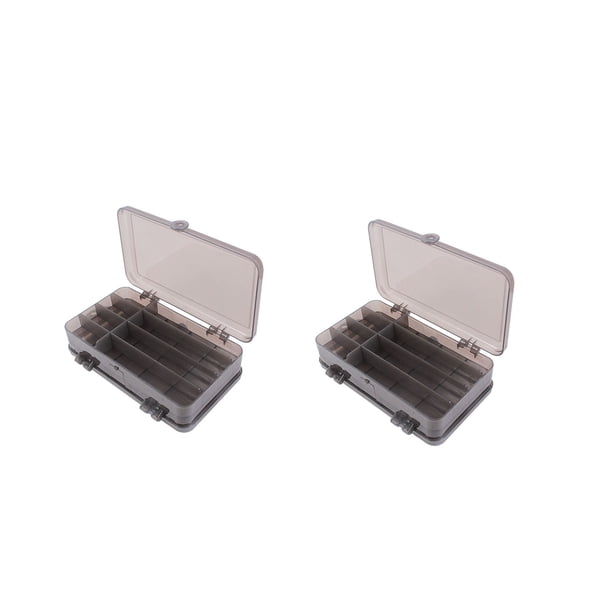 Greeniant 2 uds caja de señuelos de pesca caja de señuelos cajas de almacenamiento organizador accesorios herramienta útil gran capacidad Pescar Gris