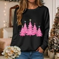 thumbnail image 2 of Kaprioy Sweatshirts for Women Pink Christmas Tree Graphic Fall Fashion Clothing Long Sleeve Shirt Holiday Gift Pullover Tops Black, L, 2 of 6