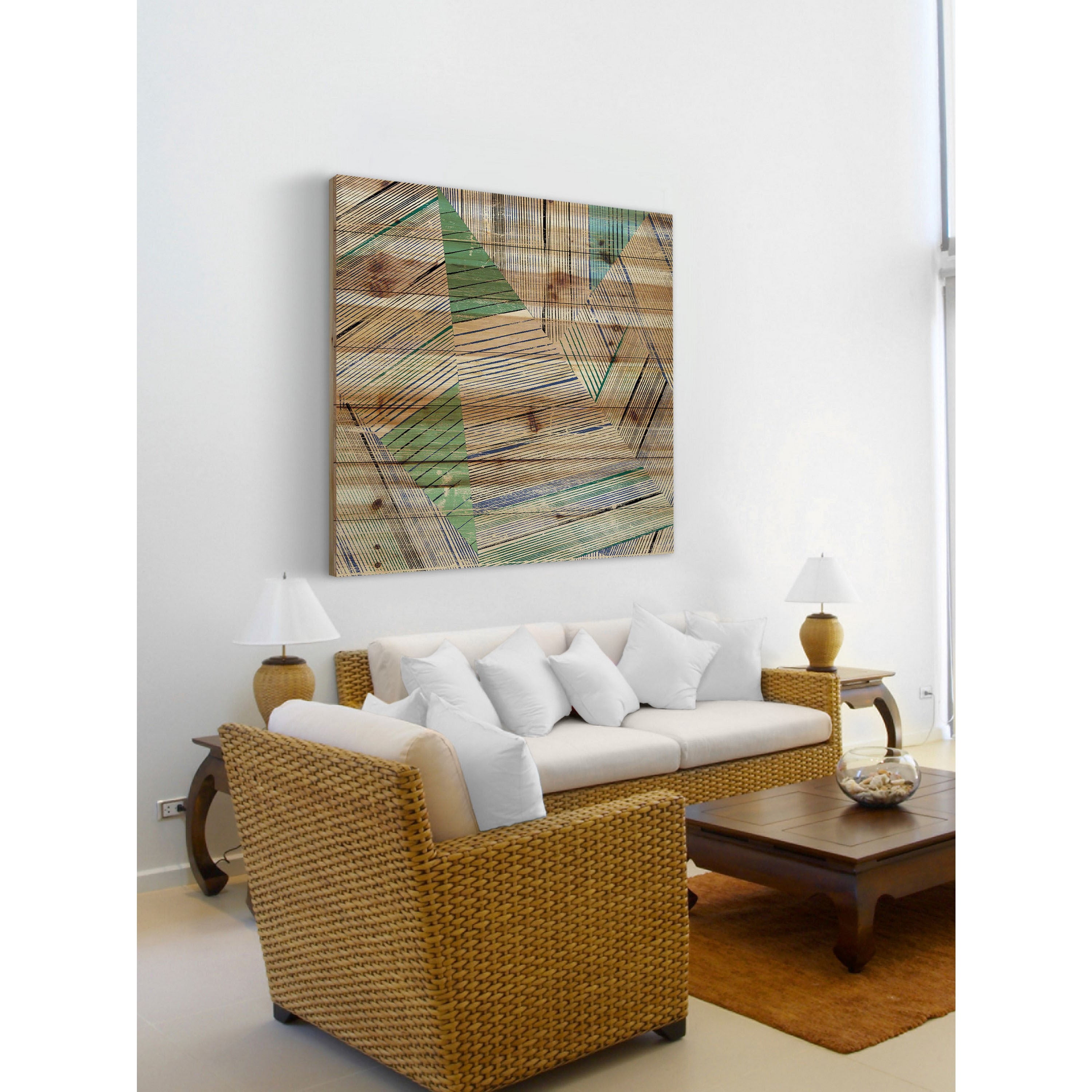 "Sketchy View" Painting Print on Natural Pine Wood