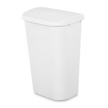Sterilite 11.3 Gal. Lift Top Wastebasket Plastic  White