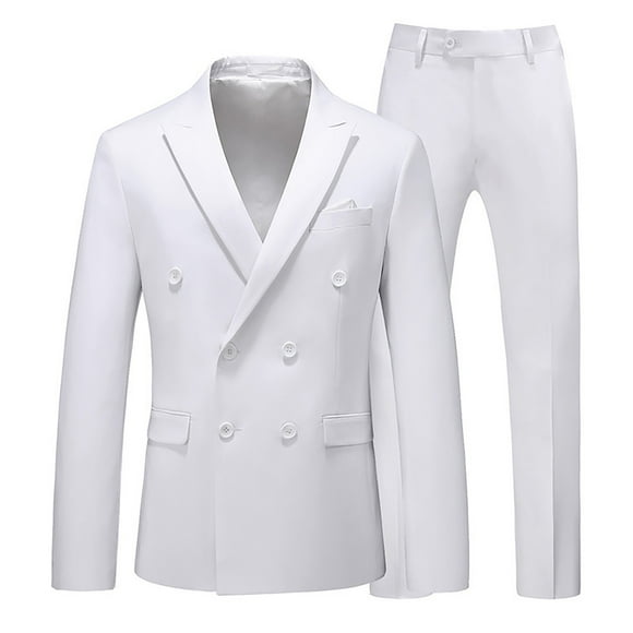 SNOWSONG Men's Suits Clearance! Men's Slim Fit Suit Two Piece Business Wedding Party Jacket & Pants, Suit Jacket, Wedding Suits for Men, 2 Piece Suit Men 1PC Jacket + 1PC Pants White 6XL
